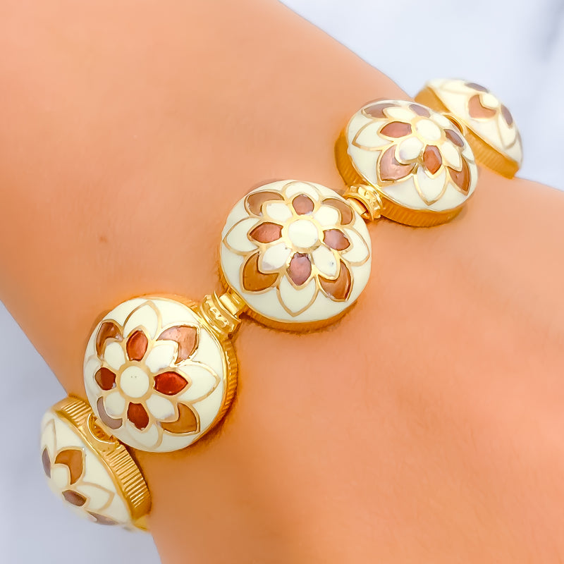 Bold Graceful Floral 22k Gold Meenakari Bracelet 