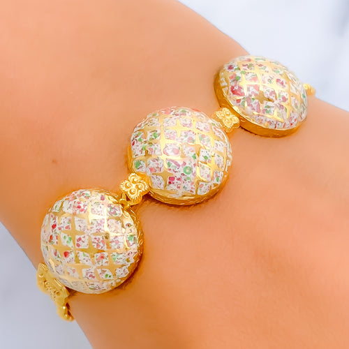 Posh Multi-Colored 22k Gold Meenakari Bracelet 