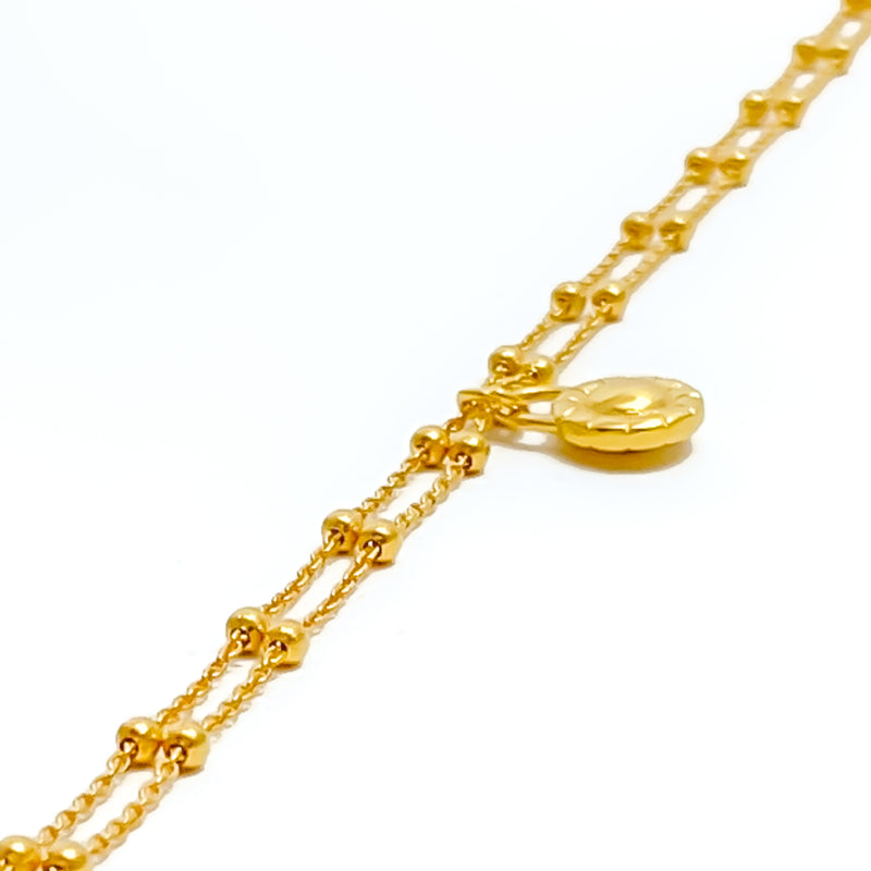 Lush Bespoke 22K Gold Flower Charm Bracelet