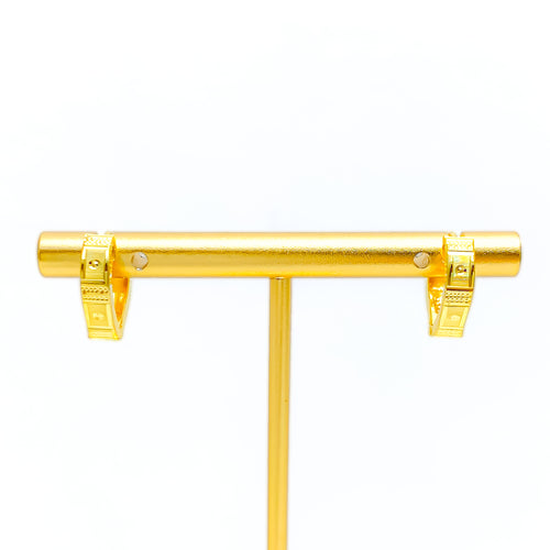 Sleek Lightweight 22k Gold Geometric Earrings 