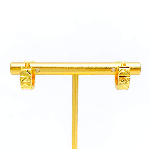 Classic Dazzling Triangular 22k Gold Earrings 