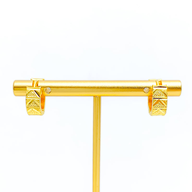 Classic Dazzling Triangular 22k Gold Earrings 