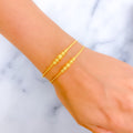 Dazzling Striped 22k Gold Bangle Bracelet Pair 