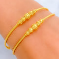 Dazzling Striped 22k Gold Bangle Bracelet Pair 