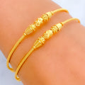 Dainty Oval Bead 22k Gold Bangle Bracelet Pair 