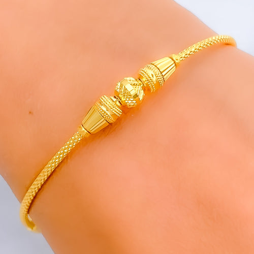 Ornate Slender 22k Gold Bangle Bracelet 