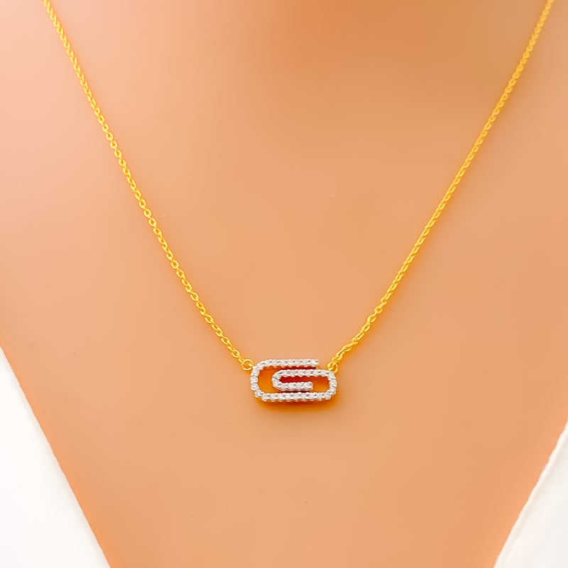 Radiant Paperclip 18k Gold + Diamond Necklace 