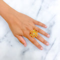 netted-enameled-22k-gold-floral-statement-ring