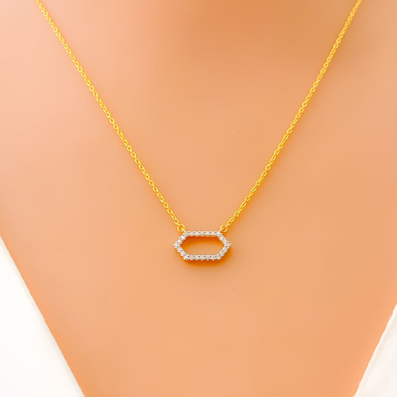 Iconic Hexagonal 18k Gold + Diamond Necklace 