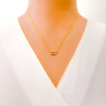 Ritzy Rectangular 18k Gold + Diamond Necklace 