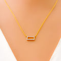 Ritzy Rectangular 18k Gold + Diamond Necklace 