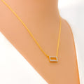 Ritzy Rectangular 18k Gold + Diamond Necklace 