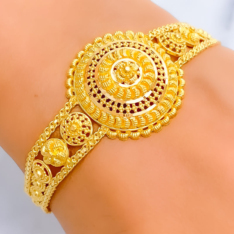 Elegant Floral Dome 22k Gold Bracelet