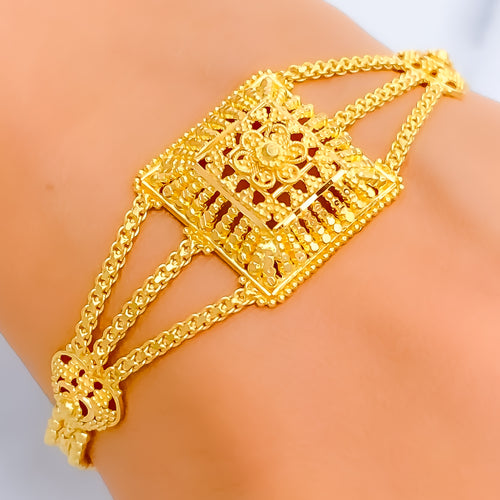 Special Square Three Chain 22k Gold Bracelet 