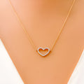 Glam Heart Shaped 18k Gold + Diamond Necklace 