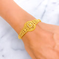 Opulent Striped Dome 22k Gold Bracelet 