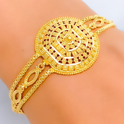 Intricate Reflective Beaded 22k Gold Bracelet 