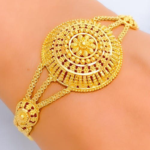 Festive Floral Dome 22k Gold Bracelet 