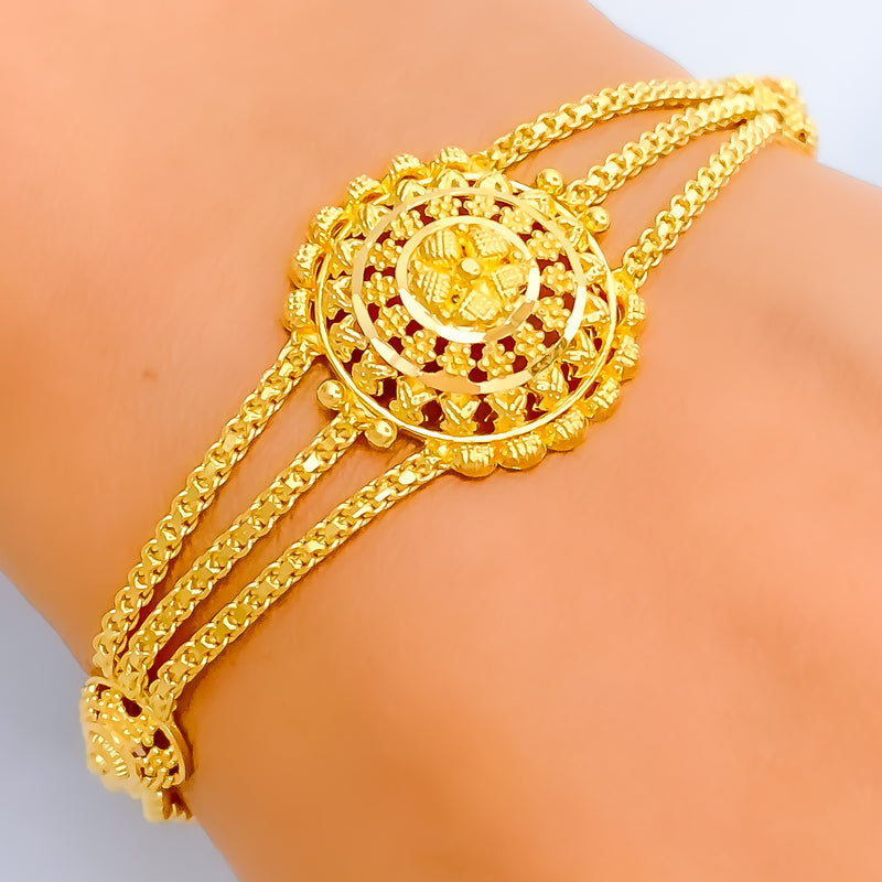 Majestic Dazzling Floral 22k Gold Bracelet 