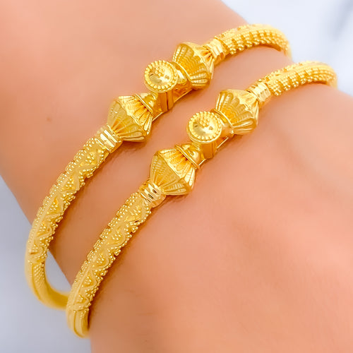 Traditional Fine Beaded 22k Gold Pipe Bangles 