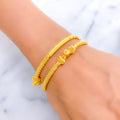 Traditional Fine Beaded 22k Gold Pipe Bangles 