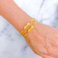 Delicate Dotted 22k Gold Pipe Bangles 