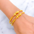 Delicate Dotted 22k Gold Pipe Bangles 