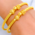 Unique Radiant 22k Gold Pipe Bangles