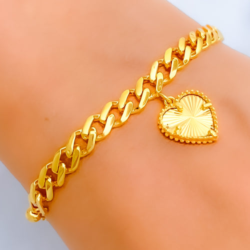 Dangling Heart 21k Gold Bracelet 