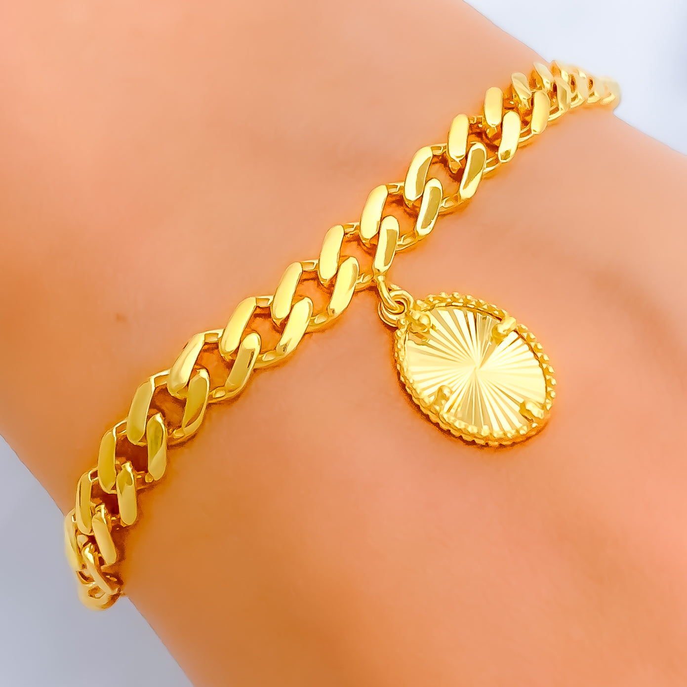 Shiny Coin 21k Gold Bracelet w/ Hanging Charm in 2023
