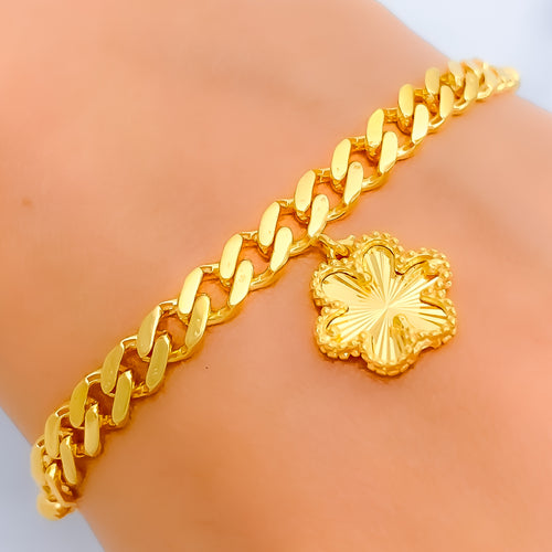 Blooming Flower 21k Gold Bracelet 