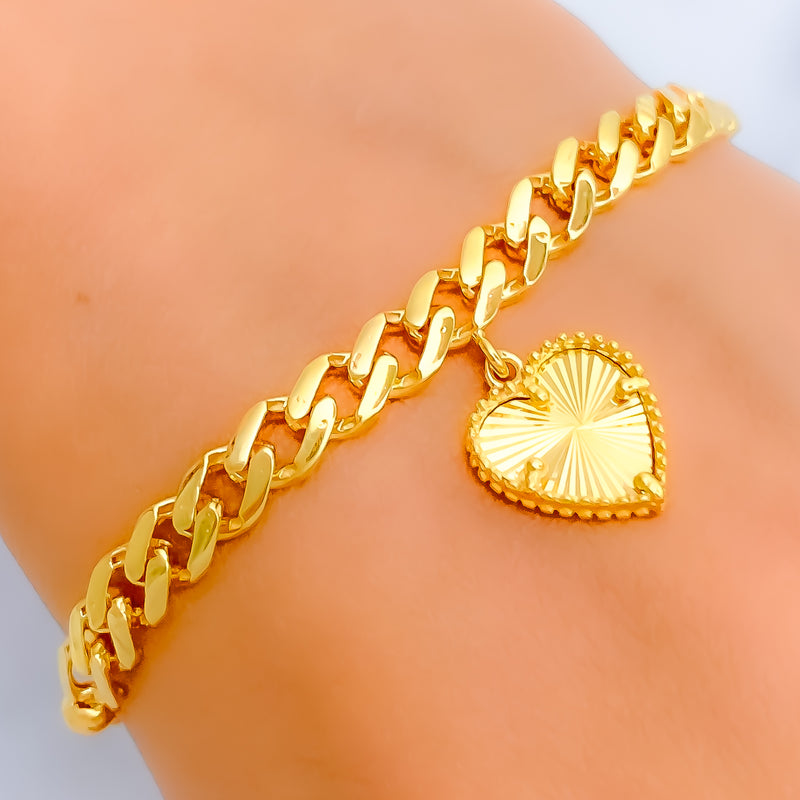 Upscale Heart 21k Gold Bracelet