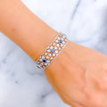 Impressive Floral Blue Sapphire Diamond + 18k Gold Bracelet