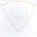 Ritzy Rectangular 18k Gold + Diamond Necklace 
