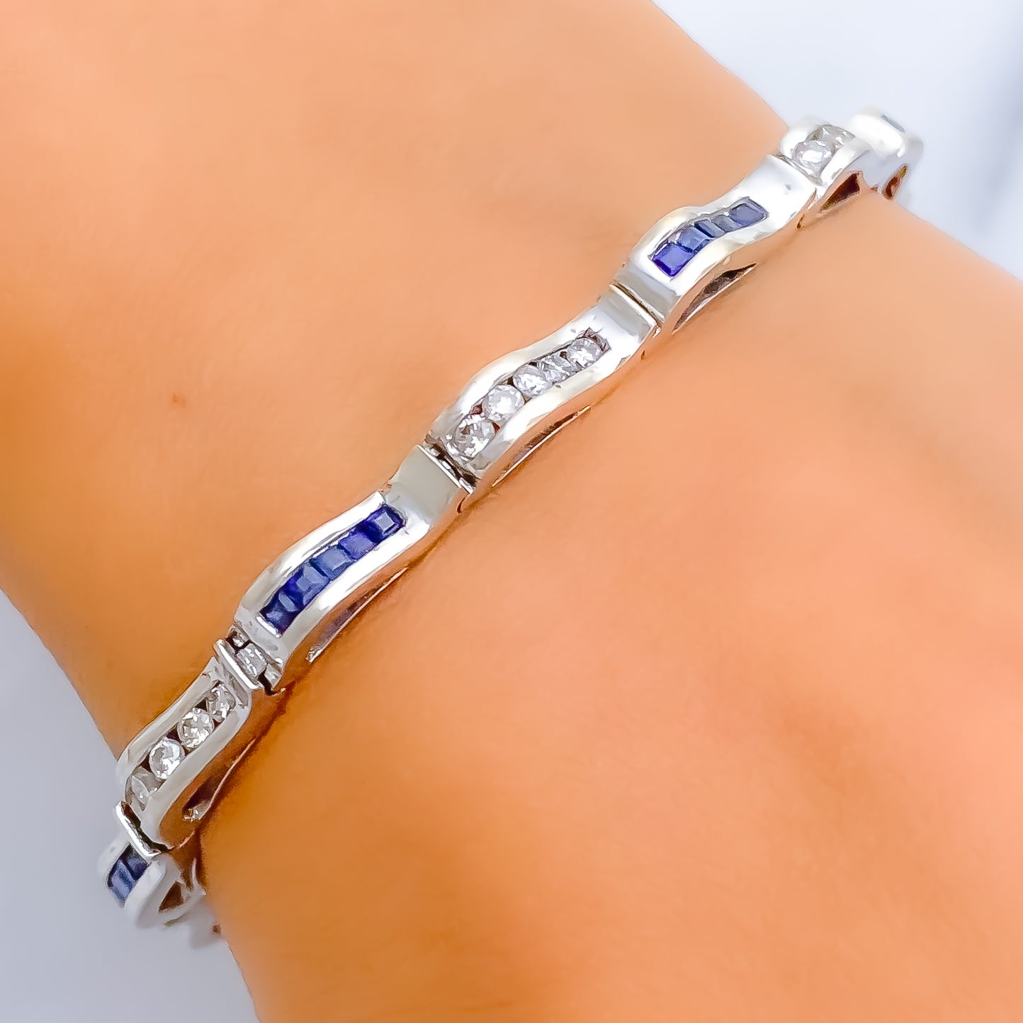 Special Channel Set Diamond Sapphire 18k Gold Bracelet
