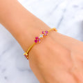 Floral Ruby Diamond + 18k Gold Bangle Bracelet