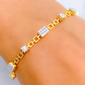 Alternating Chain Linked Diamond + 18k Gold Bracelet