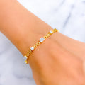 Alternating Chain Linked Diamond + 18k Gold Bracelet
