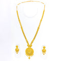 Regal Sophisticated Dome 22k Gold Long Necklace Set 