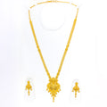 Golden Floral Elegant Long 22k Gold Necklace Set 
