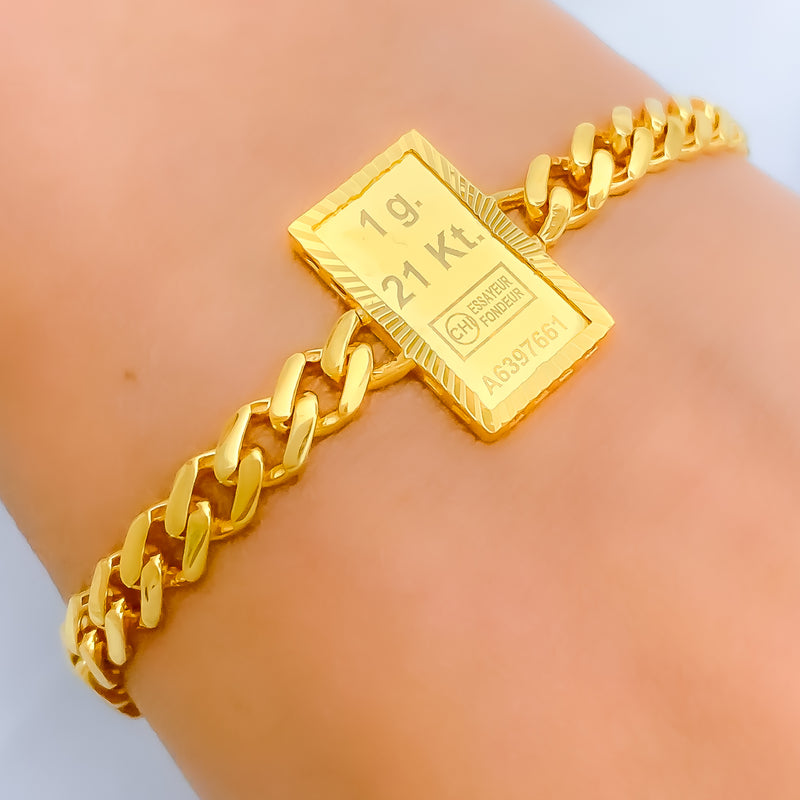 Modern 21k Gold Coin Bracelet 