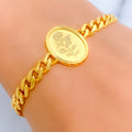 Beautiful Floral Oval 21k Gold Coin Bracelet 