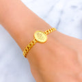 Beautiful Floral Oval 21k Gold Coin Bracelet 
