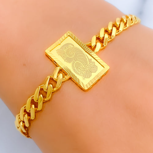Charming Rectangular 21k Gold Coin Bracelet 