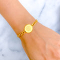 Upscale Floral 21k Gold Coin Bracelet 