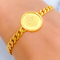 Upscale Floral 21k Gold Coin Bracelet 