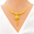 Graceful Beaded Drop 22k Gold Necklace Set