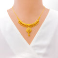 Floral Laced 22k Gold Necklace Set