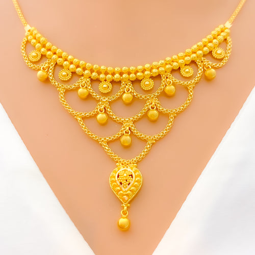 Sophisticated Tasseled 22k Gold Necklace Set