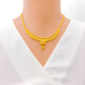 Shiny Paisley Accented 22k Gold Necklace Set